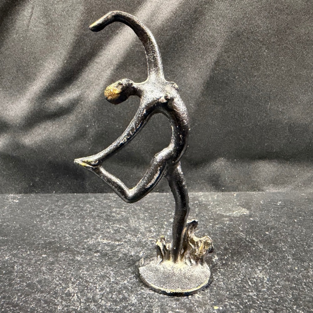 Vintage MCM Abstract Ballerina Dancer Metal Figurine Gold Gilt Art Deco Style